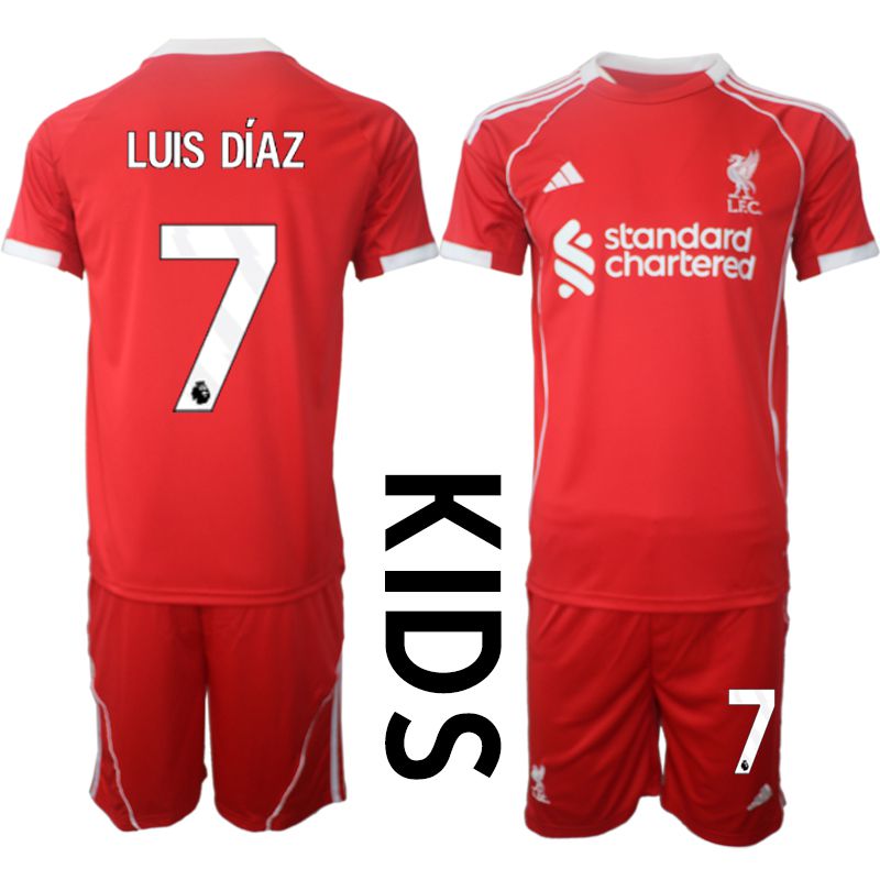 Youth 2025-2026 Season Club Liverpool home red #7 Soccer Jersey